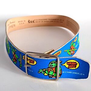 Vintage 90s Teenage Mutant Ninja Turtles Leather Belt Kids Size 20-22" TMNT